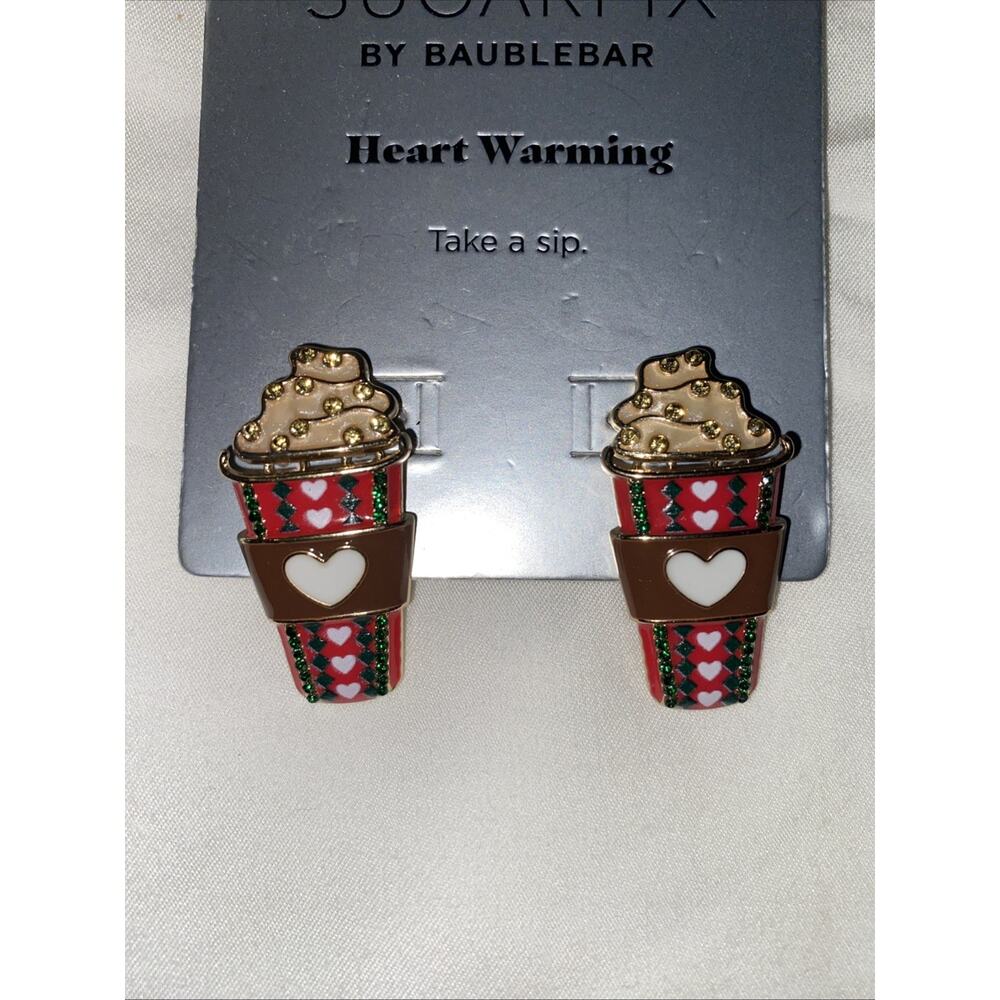 SUGERFIX by BAUBLEBAR Heart Warming Enamel Crystal Holiday Coffee Lattee